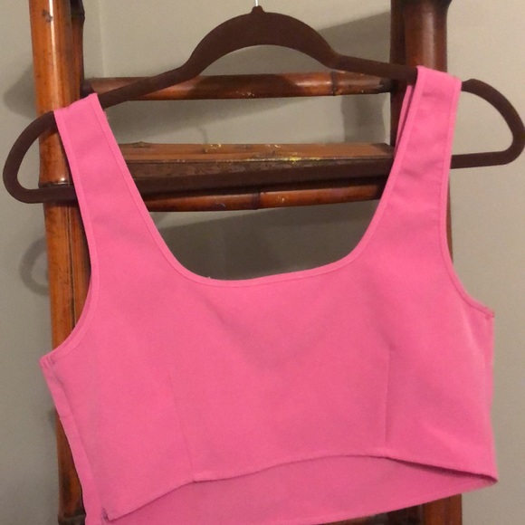 Pink wide leg pant and cropped tank set Size Med - Picture 3 of 9